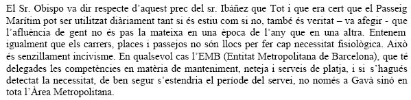 Resposta de l'Equip de Govern de l'Ajuntament de Gavà a la proposta de C's de Gavà d'instal·lar WC químics al passeig marítim de Gavà Mar durant tot l'any (31 de gener de 2008)